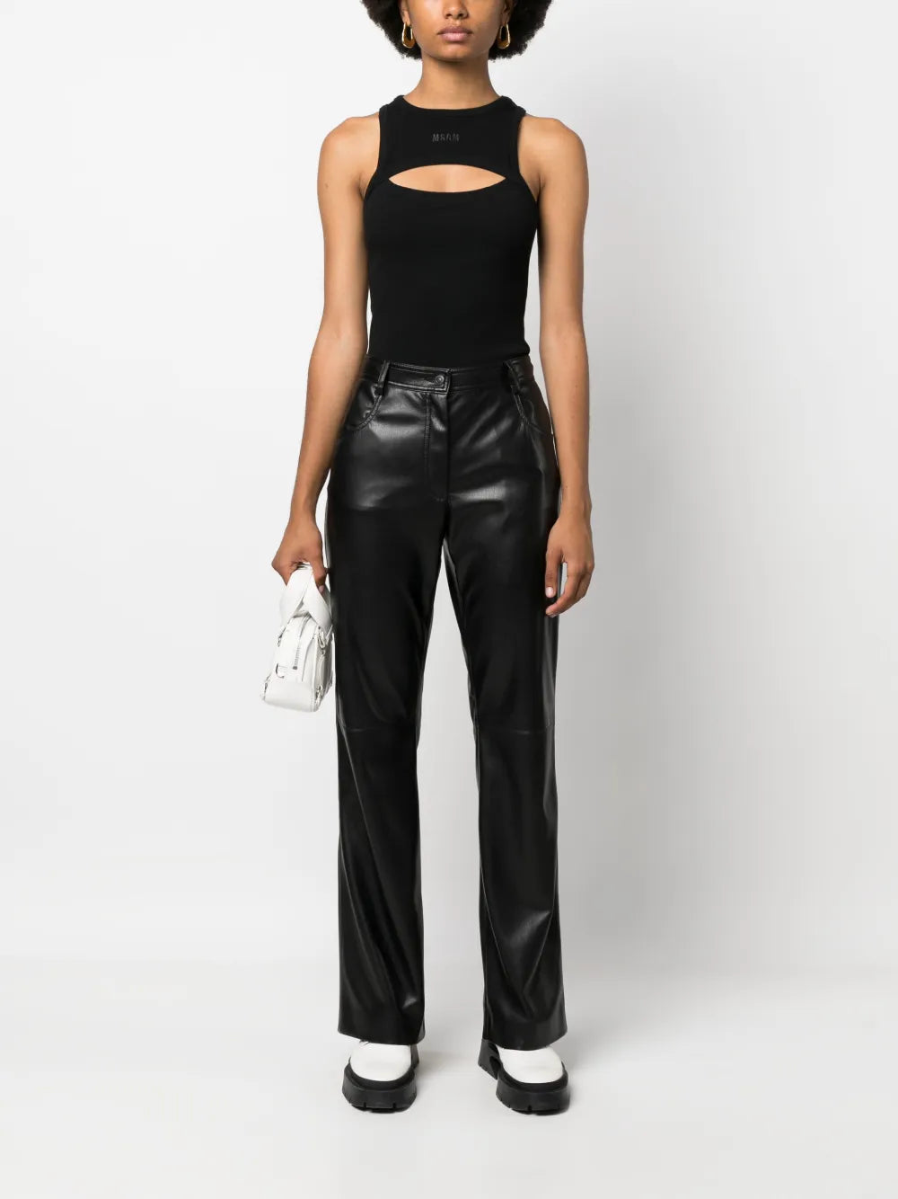 Cut-Out Fine-Ribbed Tank Top