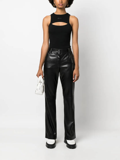 Cut-Out Fine-Ribbed Tank Top
