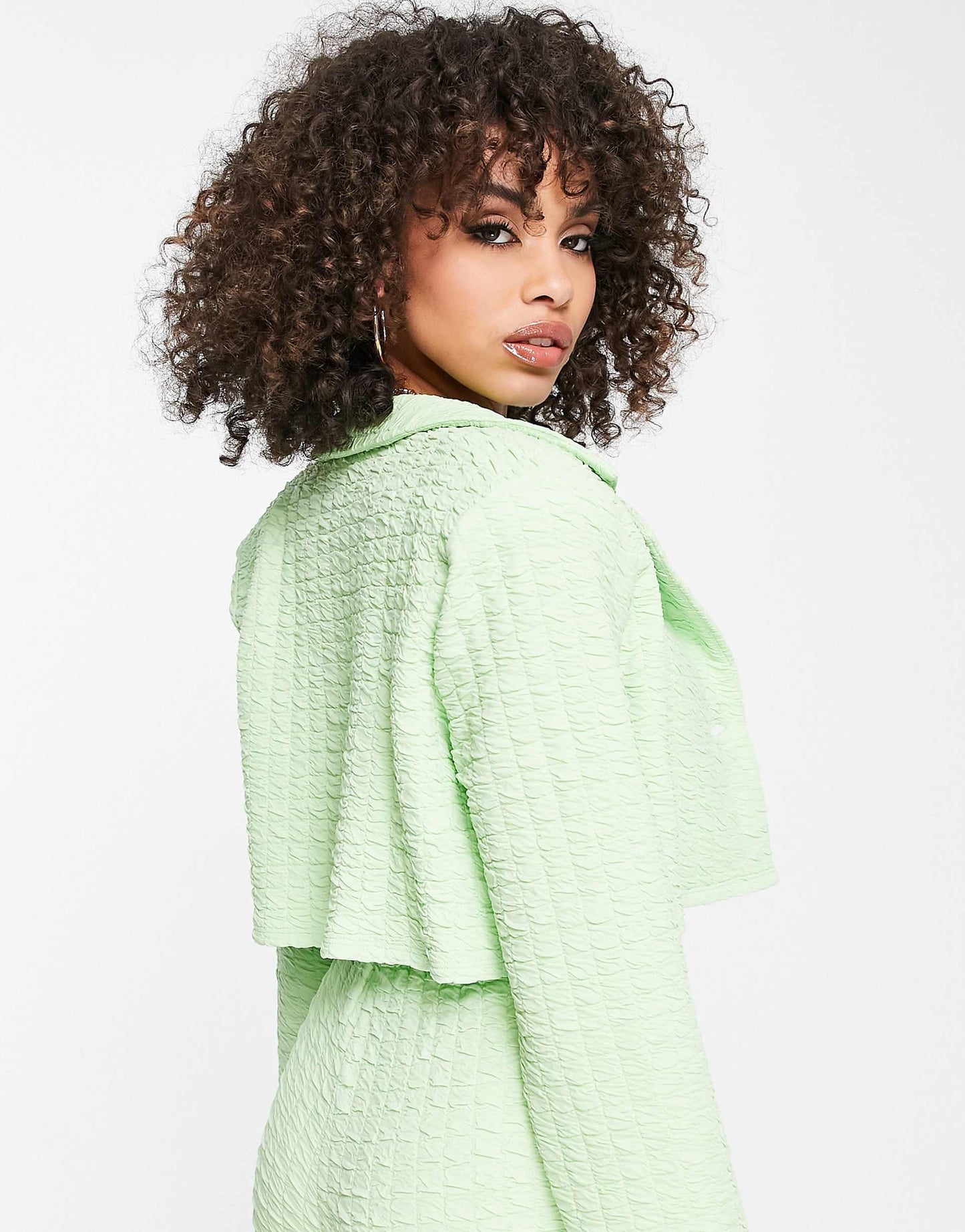 Jersey Textured Crop Suit Blazer