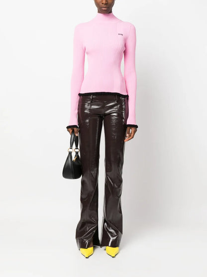 Intarsia-Knit Logo Ribbed Knit Jumper