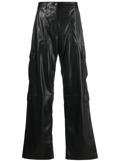 Faux-Leather Cargo Trousers