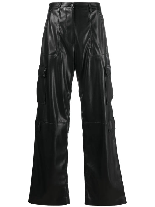 Faux-Leather Cargo Trousers