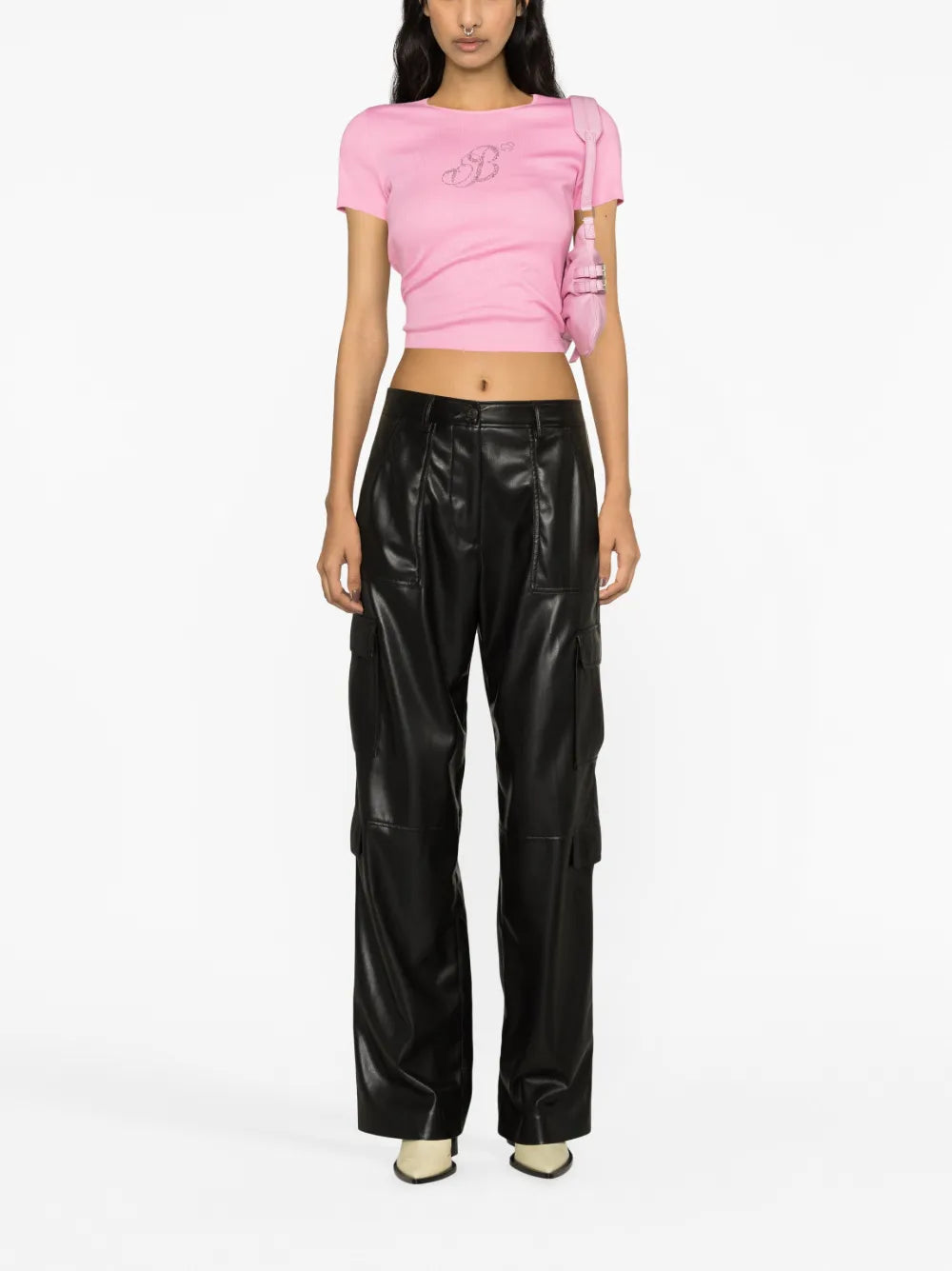 Faux-Leather Cargo Trousers