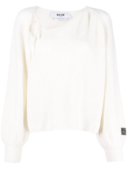 Tie-Detail Ribbed Jumper