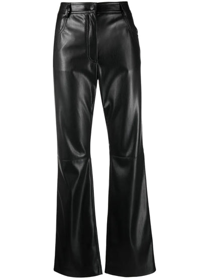Faux-Leather Straight-Leg Trousers