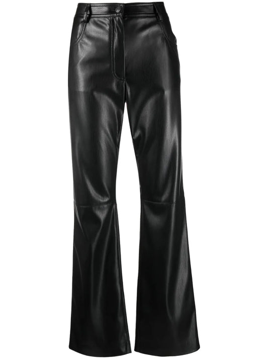 Faux-Leather Straight-Leg Trousers