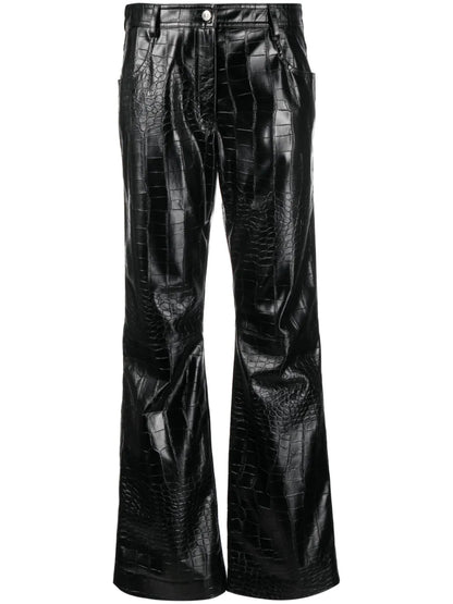 Embossed-Crocodile Straight-Leg Trousers