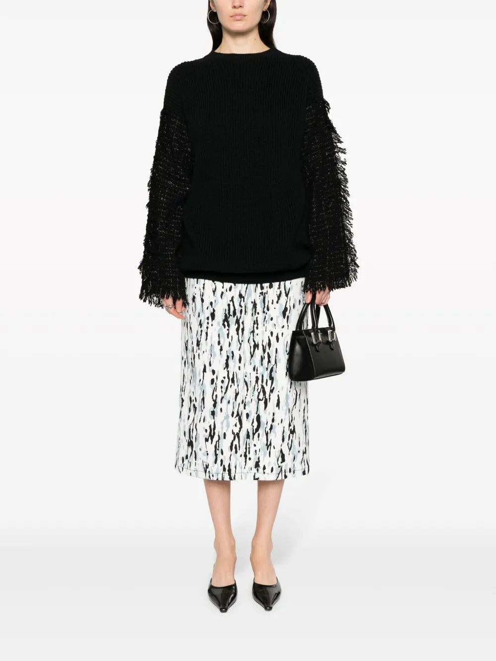 Frayed-Detaling Ribbed-Knit Jumper