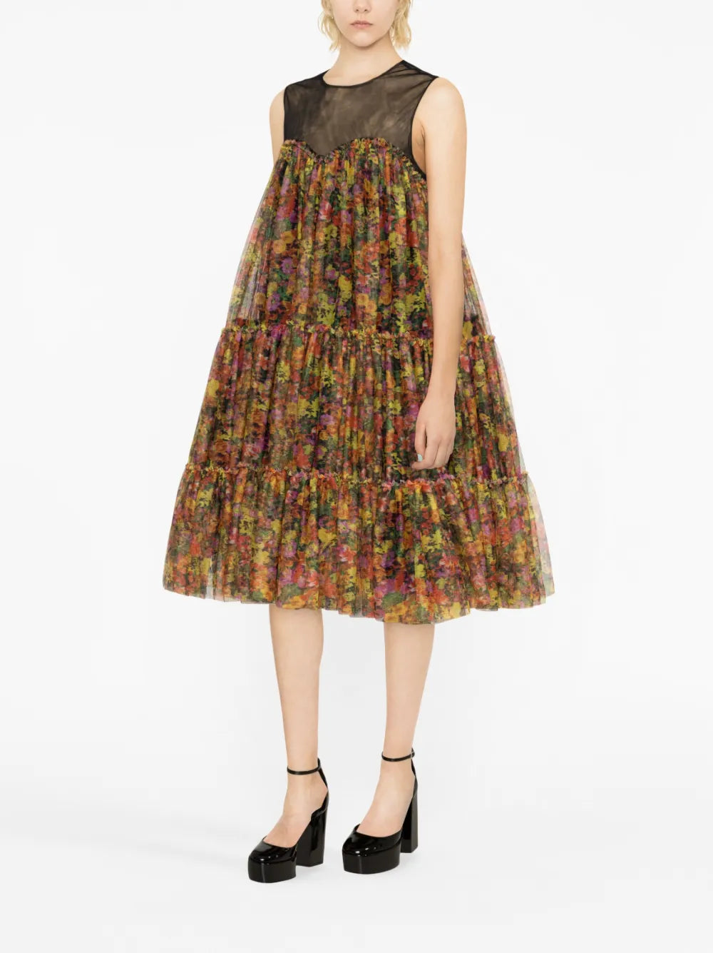 Floral-Print Tiered Dress