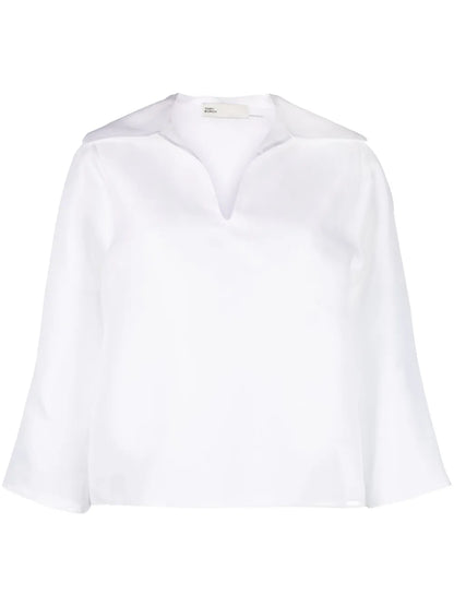 Spread-Collar Silk Shirt