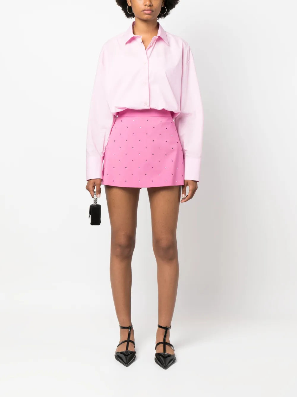 High-Waist Studded Skirt-Shorts