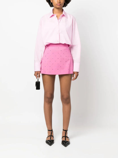 High-Waist Studded Skirt-Shorts