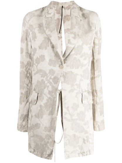 Embroidered-Flower Blazer