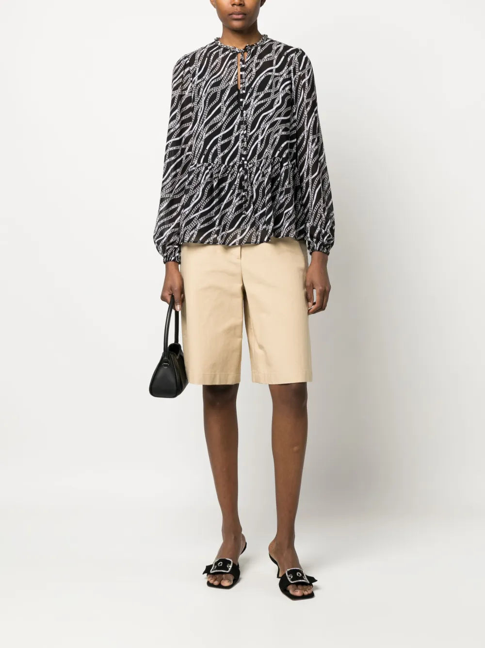 Chain Link-Print Blouse