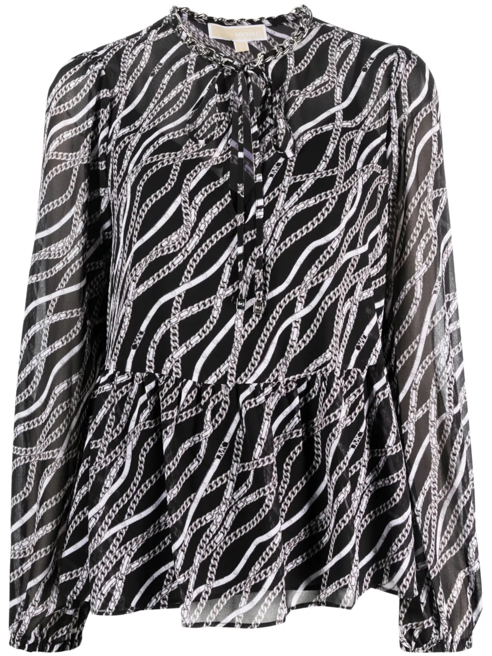 Chain Link-Print Blouse