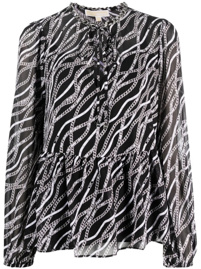 Chain Link-Print Blouse