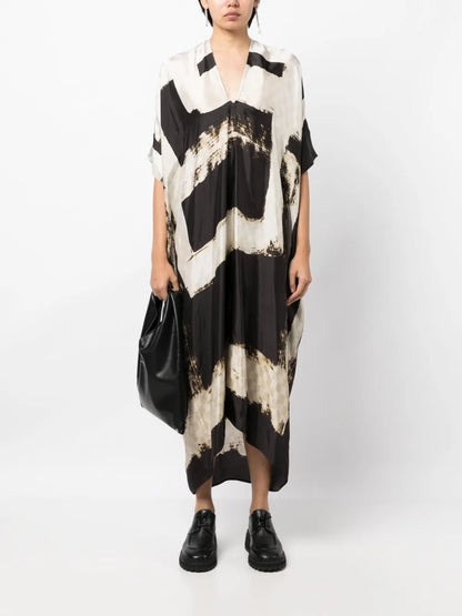 V-Neck Short-Sleeve Long Dress