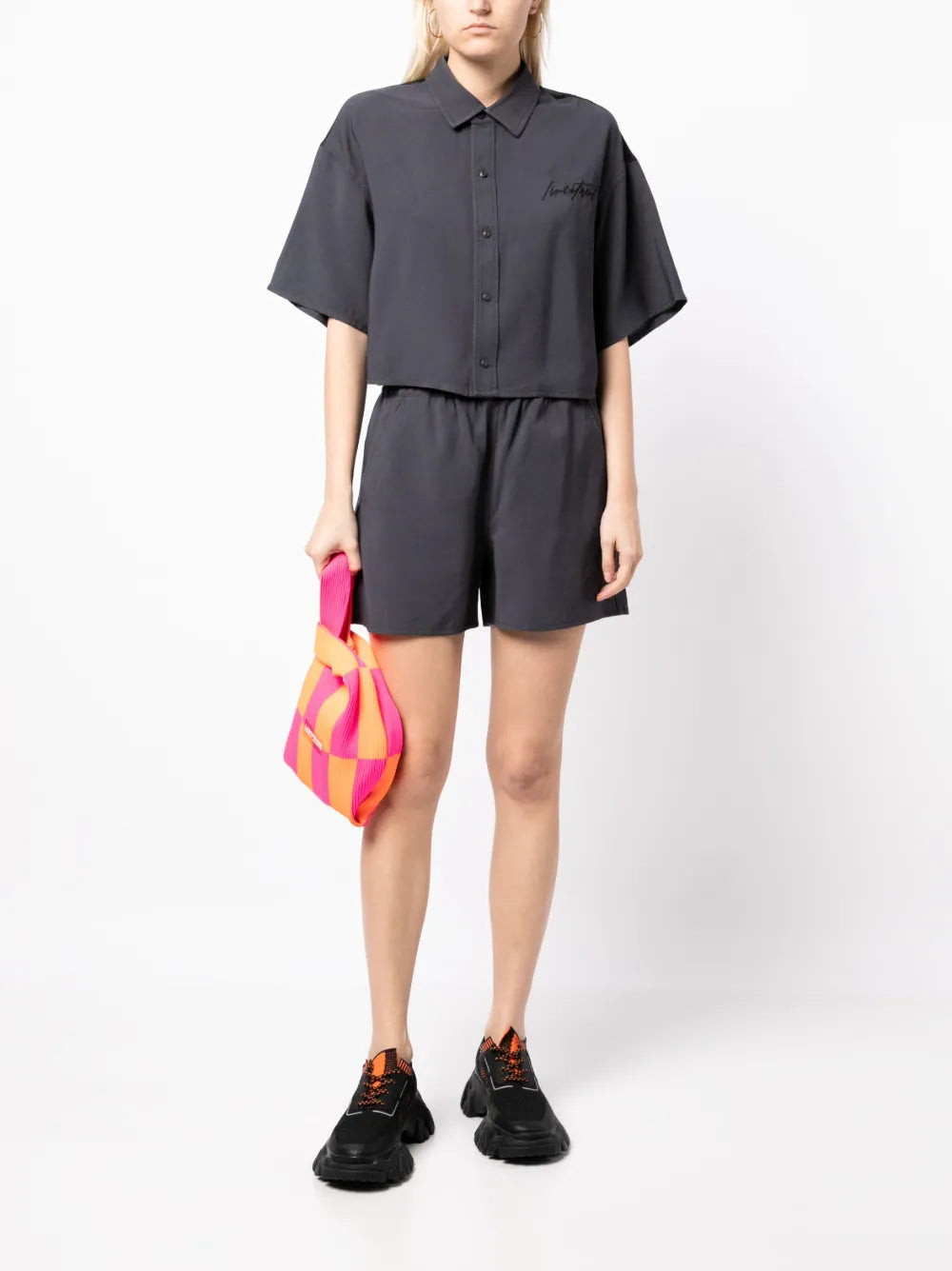 Logo-Embroidered Cropped Shirt