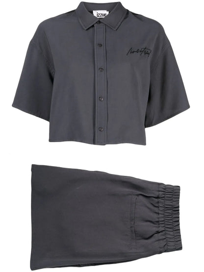 Logo-Embroidered Cropped Shirt