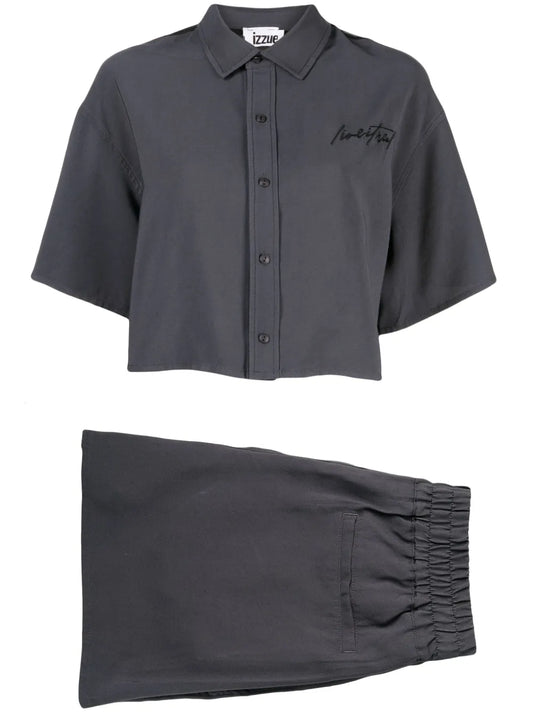 Logo-Embroidered Cropped Shirt