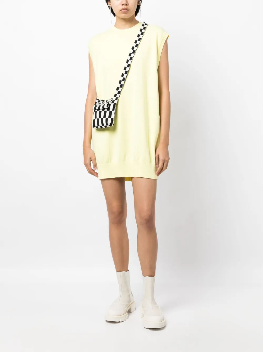 Cap-Sleeved Fine-Knit Dress