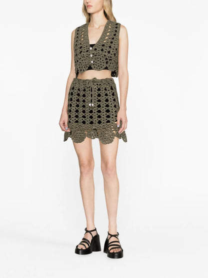 Crochet-Knit Miniskirt