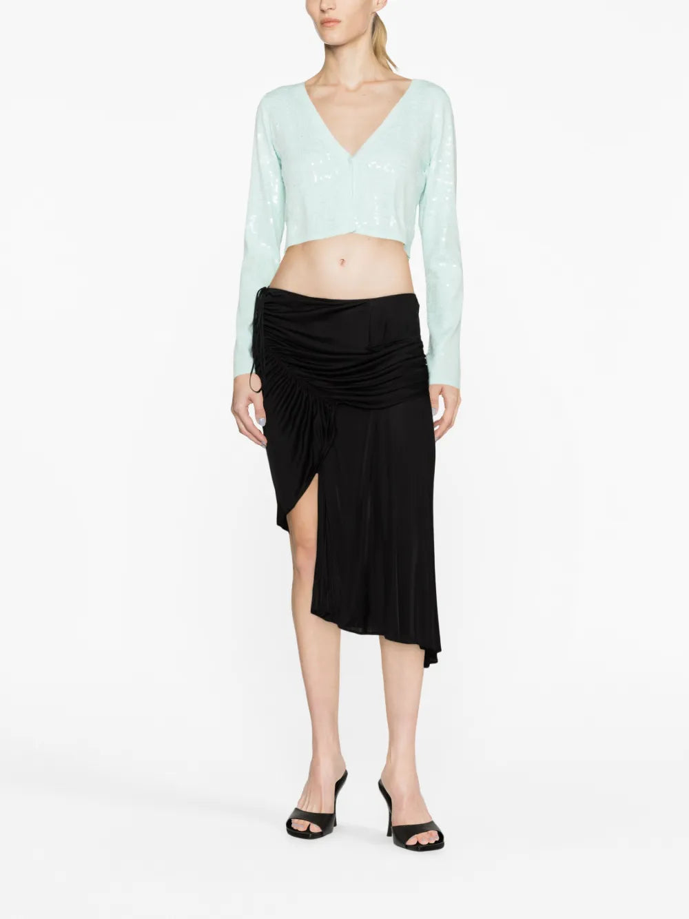 Low-Rise Pleated Asymmetric Skirt