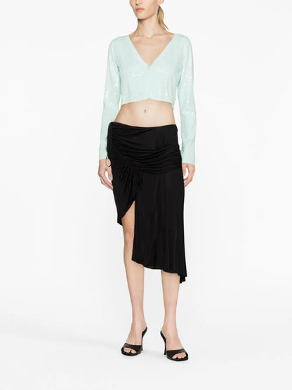 Low-Rise Pleated Asymmetric Skirt