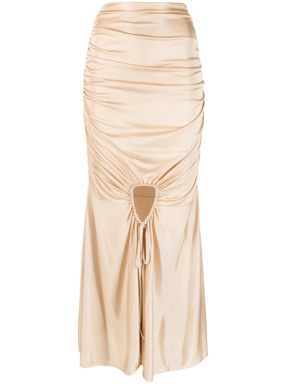 Gathered-Detail Asymmetric-Hem Skirt