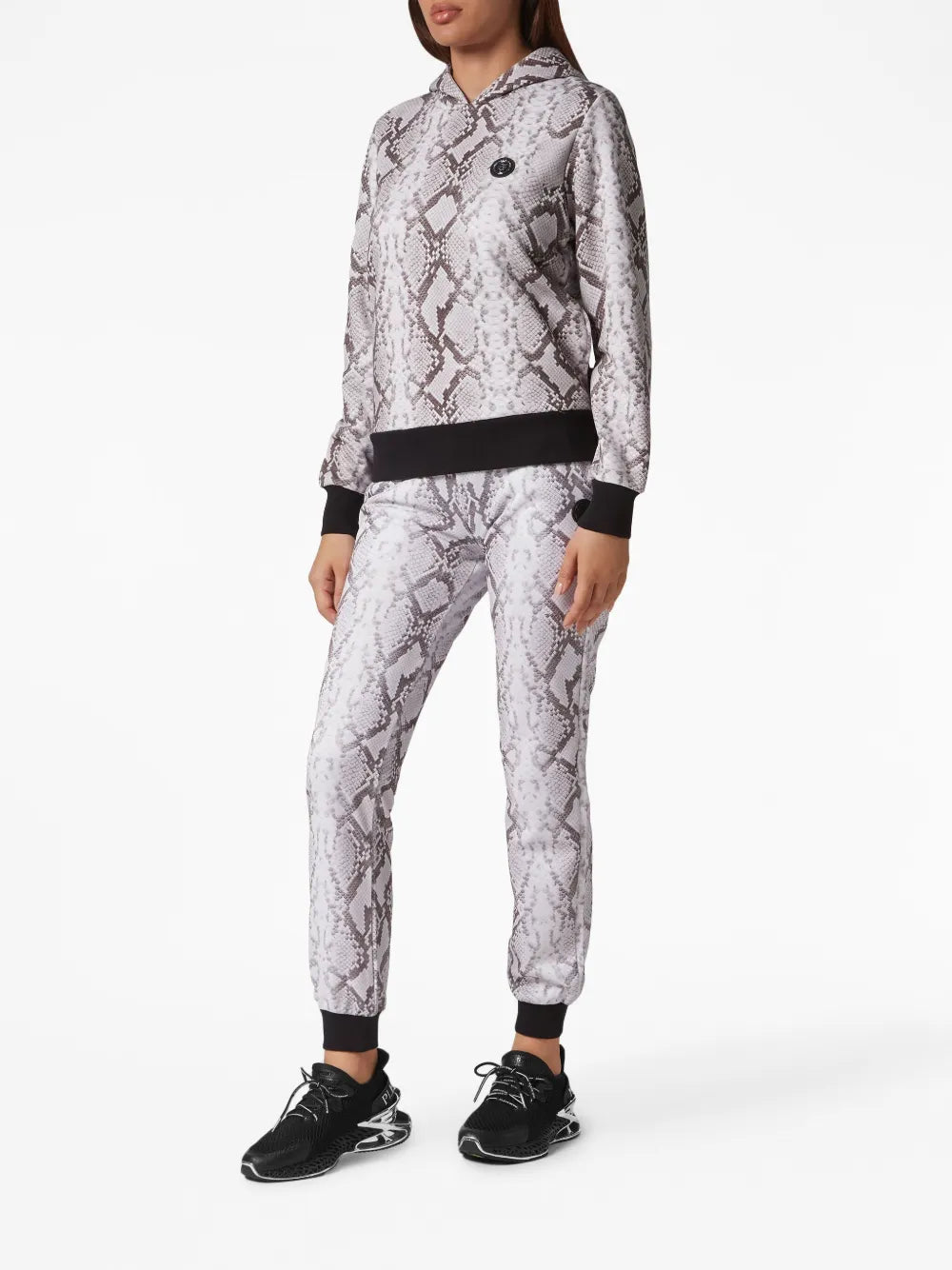 Tiger Logo-Patch Python-Print Hoodie