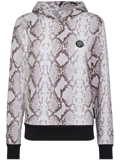 Tiger Logo-Patch Python-Print Hoodie