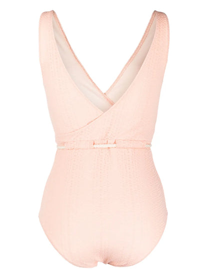 Belted V-Neck Swimsuit