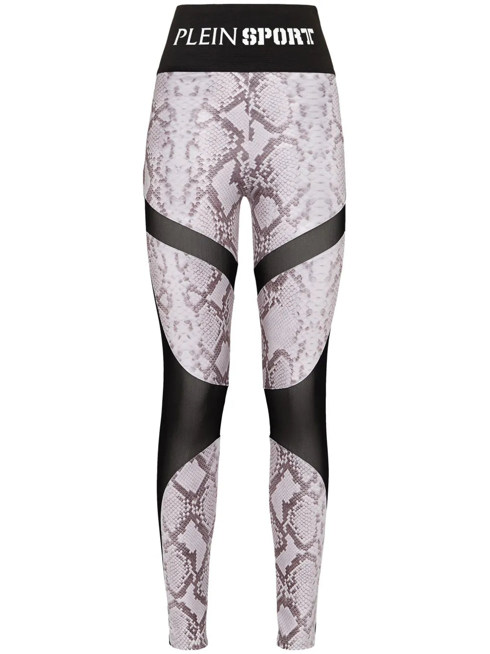 Logo-Waistband Snakeskin-Print Leggings