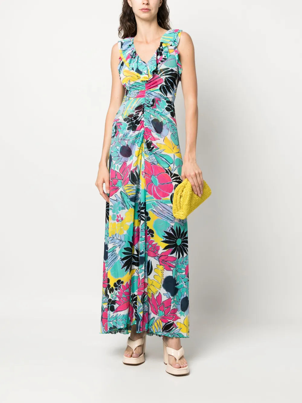 Floral-Print Ruffle-Collar Dress