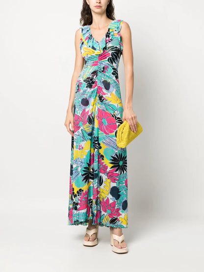 Floral-Print Ruffle-Collar Dress