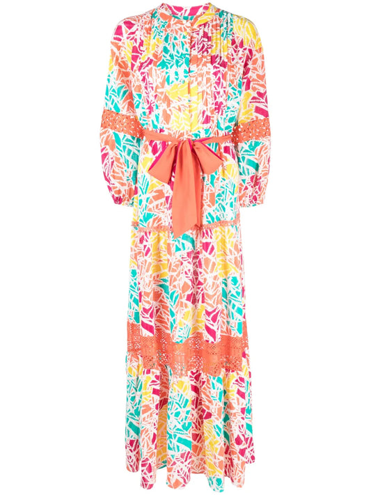 Graphic-Print Tied-Waist Dress