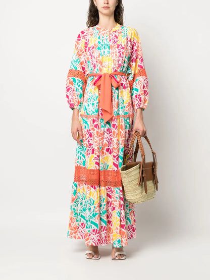 Graphic-Print Tied-Waist Dress