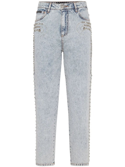 Logo-Patch Cotton Tapered Jeans