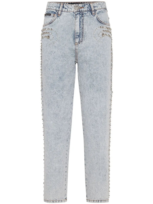 Logo-Patch Cotton Tapered Jeans