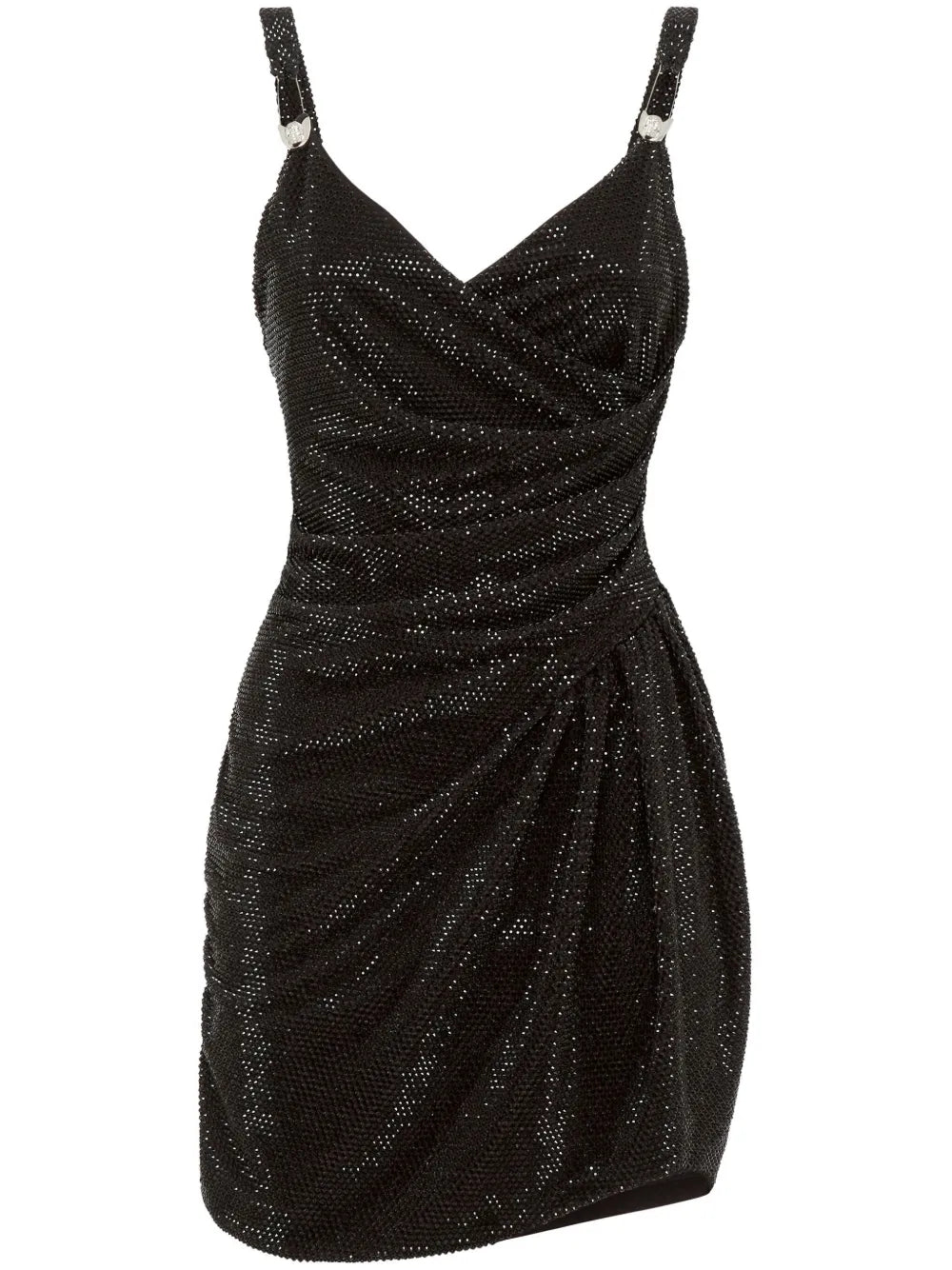 Crystal-Embellished Gathered Minidress
