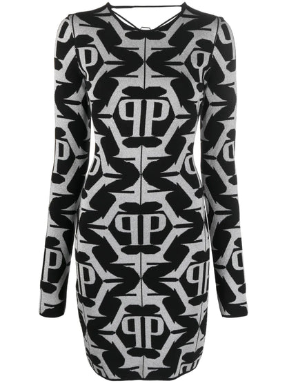 Hexagon Monogram-Jacquard Lurex Minidress