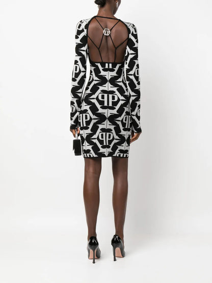 Hexagon Monogram-Jacquard Lurex Minidress