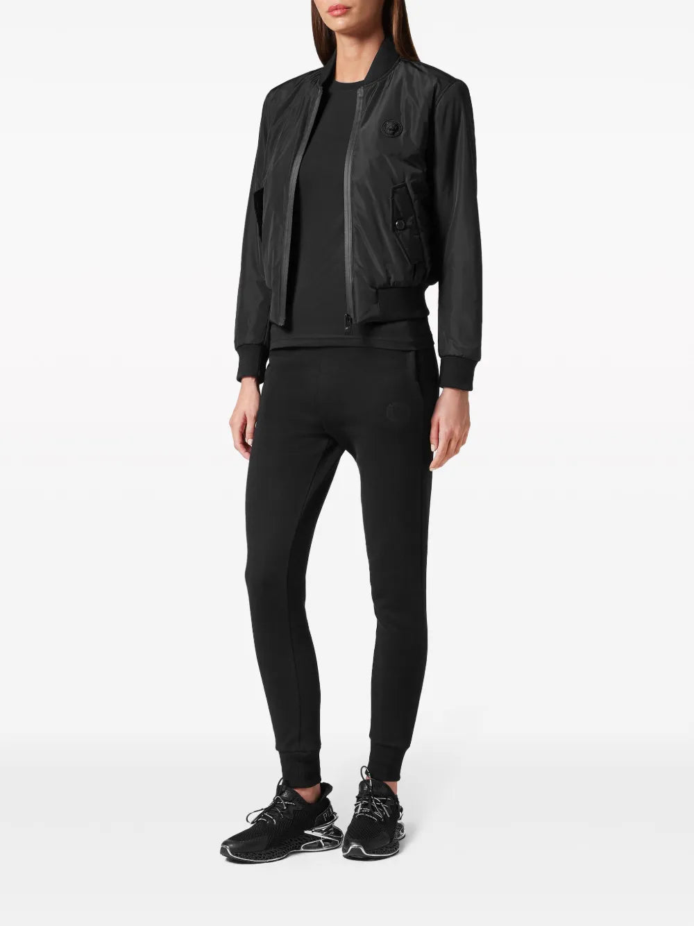 Logo-Patch Zip-Up Bomber Jacket