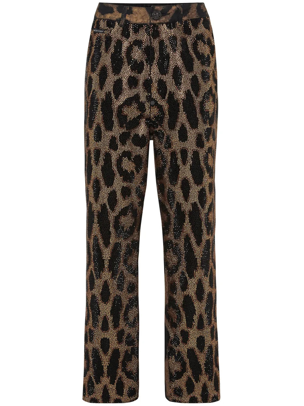Crystal-Embellished Leopard Jeans