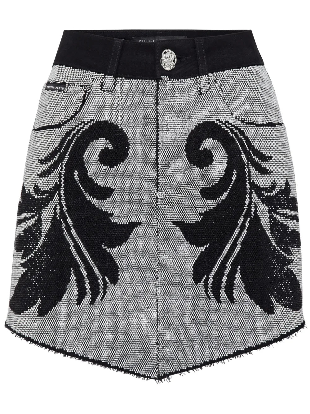 Cowboy Crystal-Embellished Denim Miniskirt