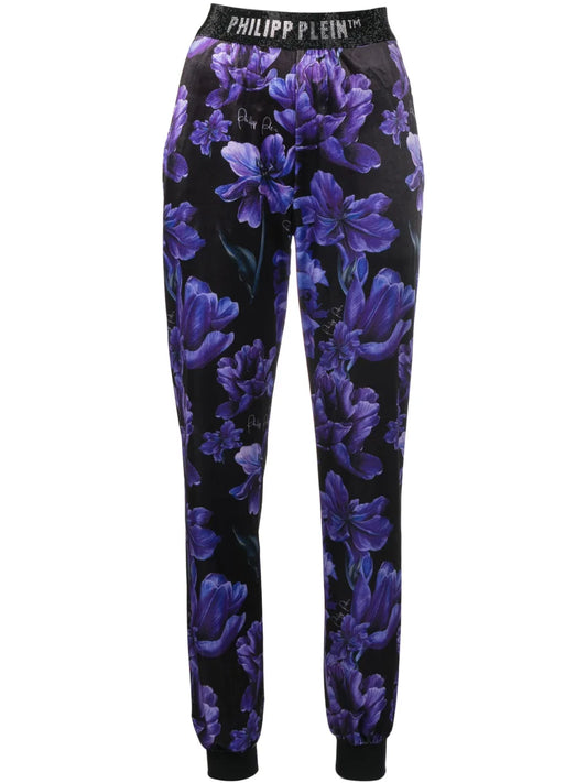 Floral-Print Logo-Appliqué Track Pants