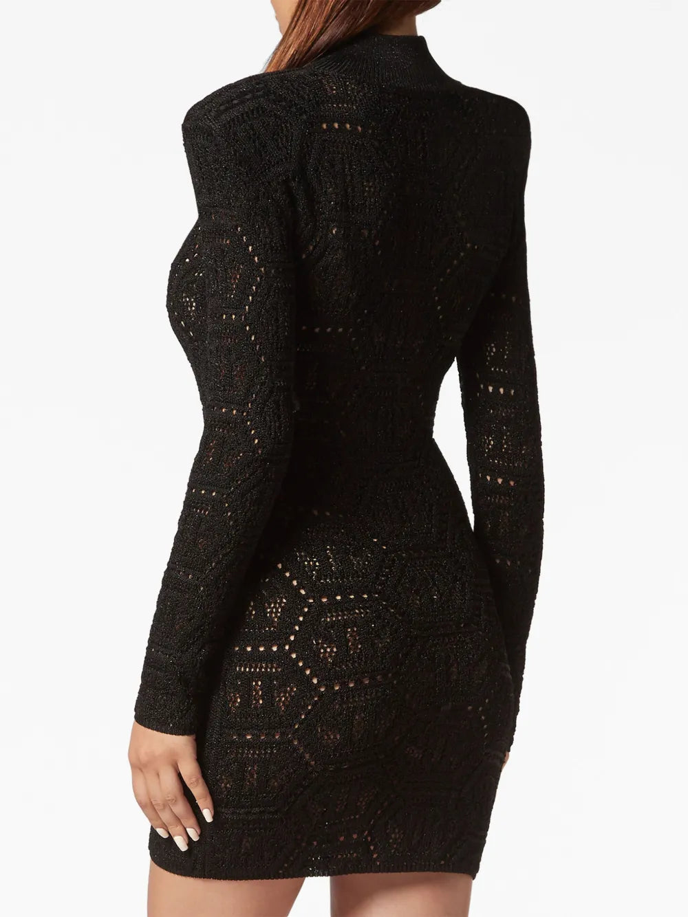 Monogram-Pattern Pointelle-Knit Minidress