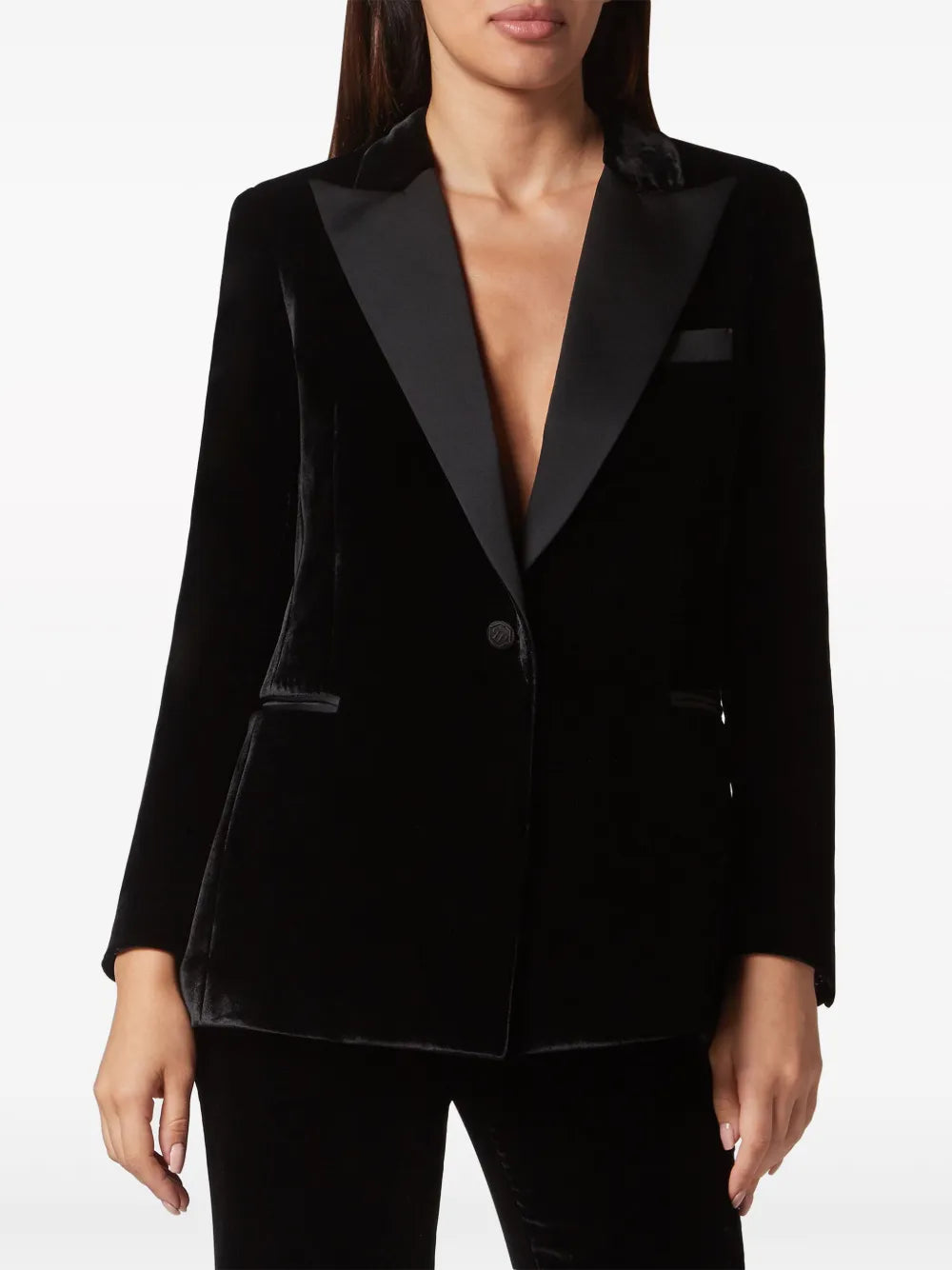Single-Breasted Velvet Blazer