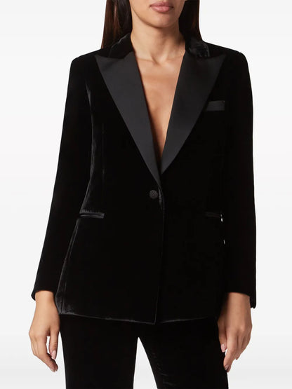 Single-Breasted Velvet Blazer