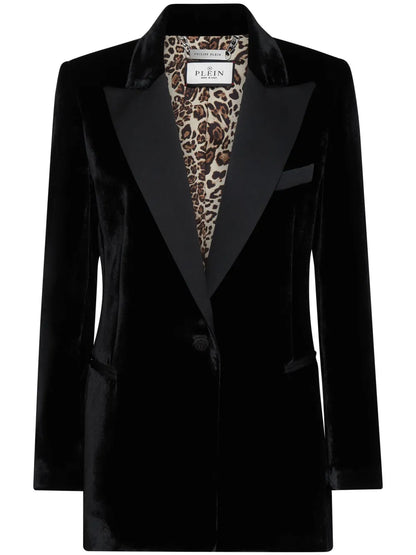 Single-Breasted Velvet Blazer